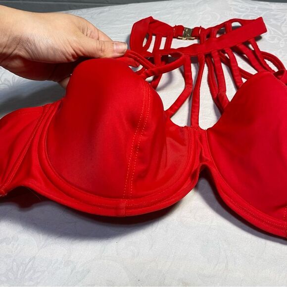 Enisa Contour Plus Bikini Top 40D Adore Me Super Strappy Chest Strap Swim Bra - Picture 4 of 8